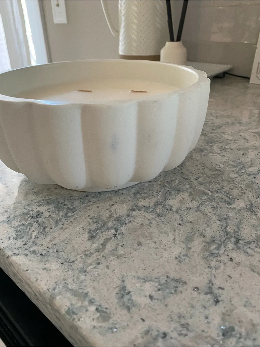 Hearth and Hand sea salt Cream Fluted Textured Ceramic Bowl Candle